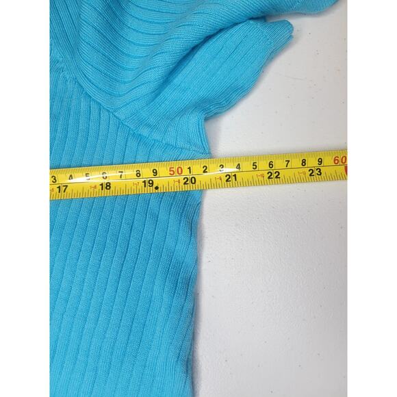 Talbots Plus Short Sleeve Blue Ribbed Button Accent Shoulder Sweater Size 1X - Picture 6 of 10